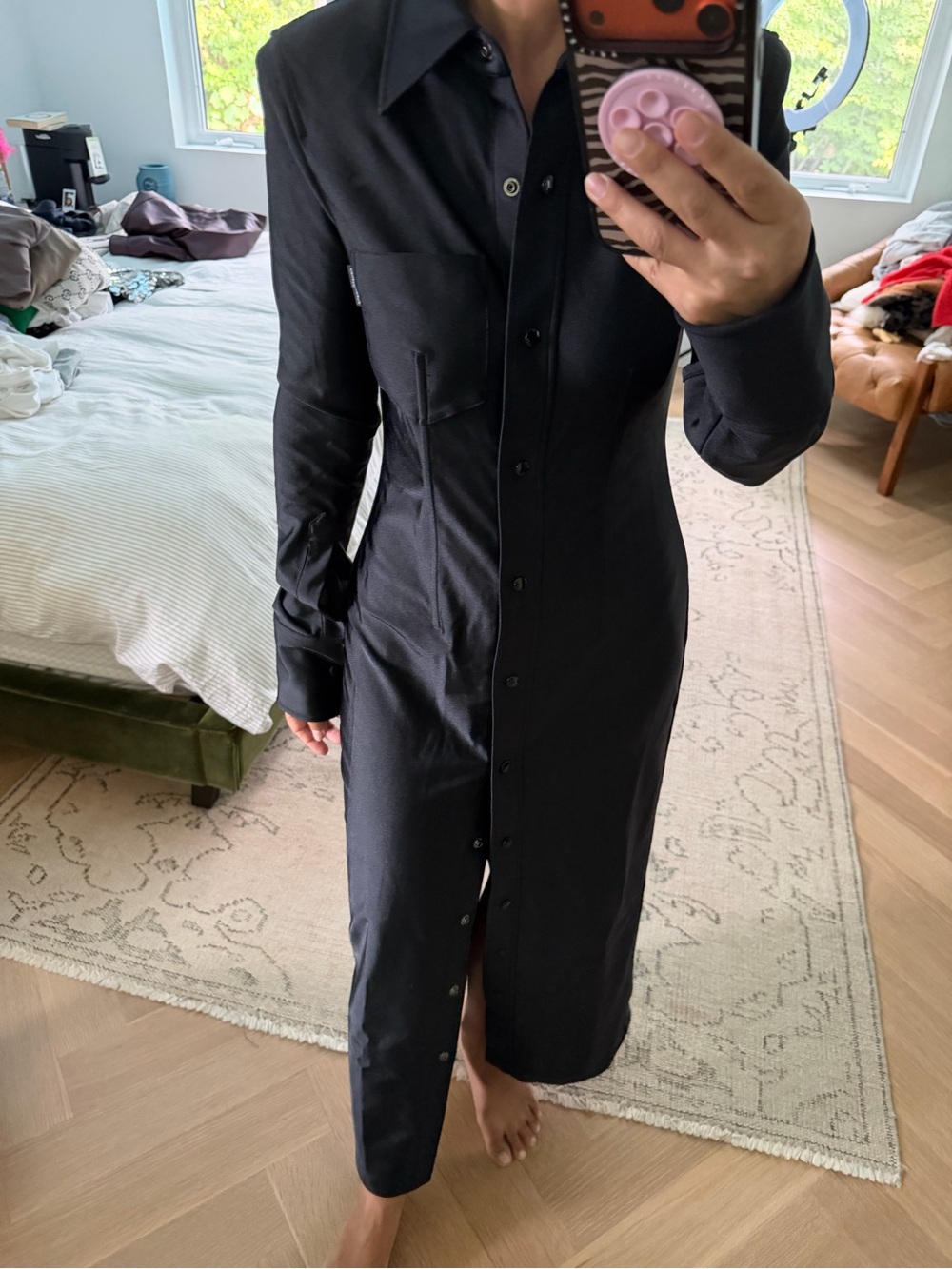 Alexander Wang fitted shirt dress in active stretch - Picture 2 of 8